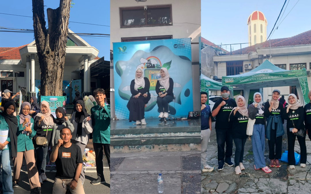 Dekan FEBTD UNUSA Dr. Endah Tri Wahyuningtyas dan Ketua Departemen Bisnis Digital Niken Savitri Primasari saat mengisi live talkshow di TV9 bersamaan dengan kegiatan promosi CFD Darmo Surabaya.